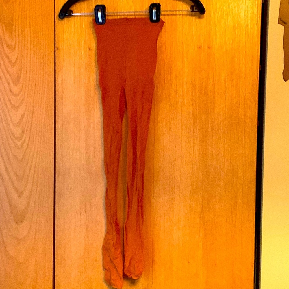 Pumpkin orange tights hosiery pantyhose slightly worn good condition Small med